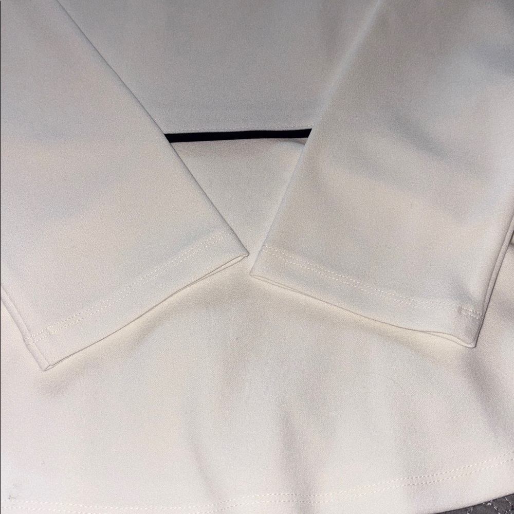 Ann Taylor Peplum Top Medium Cream Black Piping Long Sleeve Career Chic - Picture 9 of 13